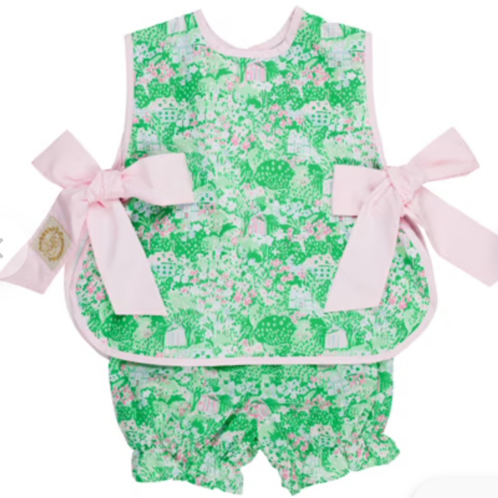 RARE TBBC Talbott Tie Side Set Belmont Blooms with Palm Beach Pink 18-24 Months